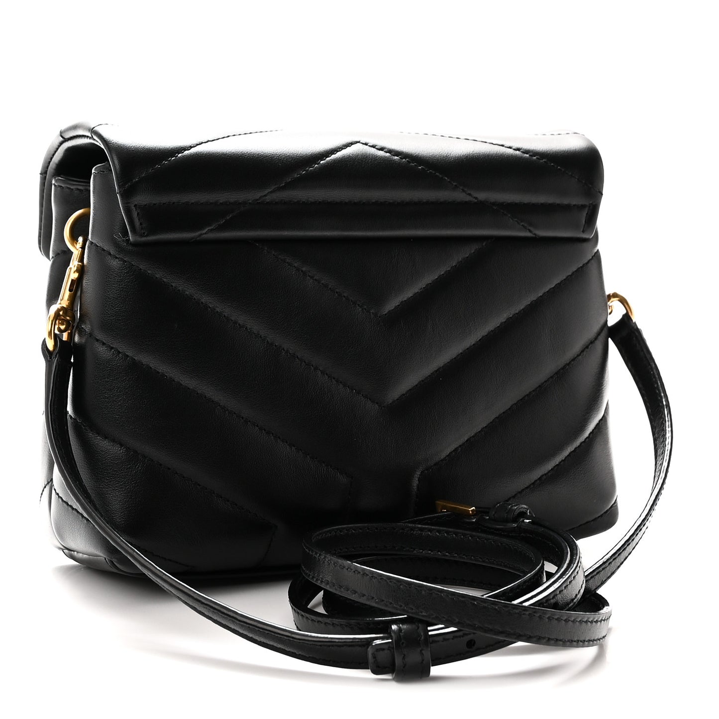 Calfskin Y Quilted Monogram Toy Loulou Crossbody Bag Black