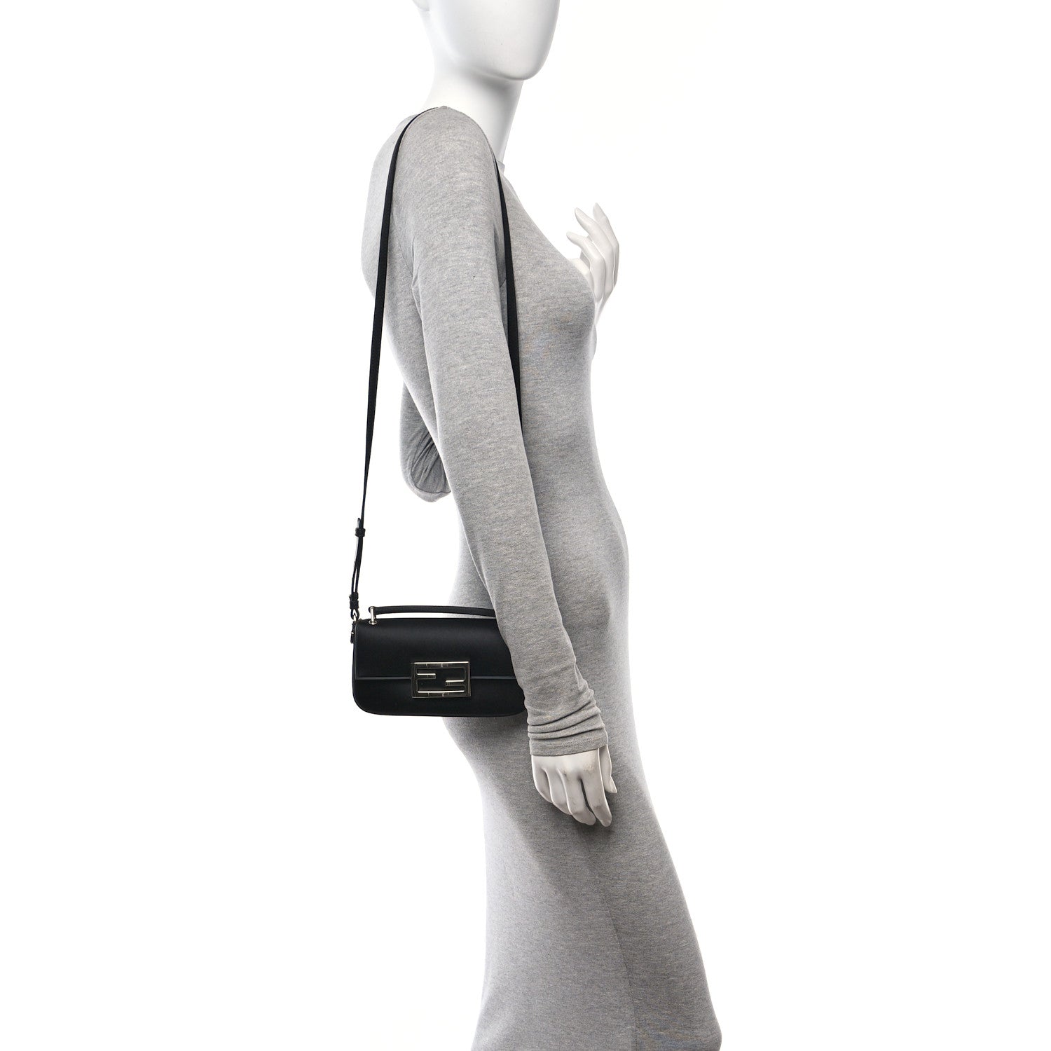 Fendi Silk Satin Phone Baguette Black 2 of 10