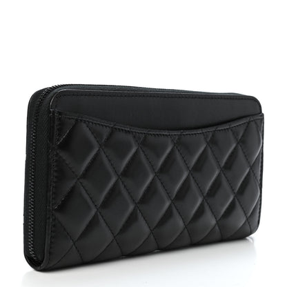 Chanel Lambskin Quilted Large Gusset Zip Around Wallet So Black 2 of 4
