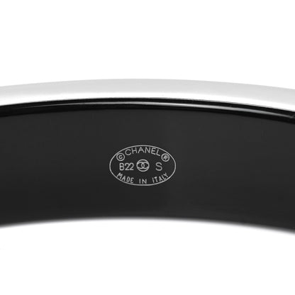 Chanel Resin Logo Bangle Bracelet White Black 4 of 5
