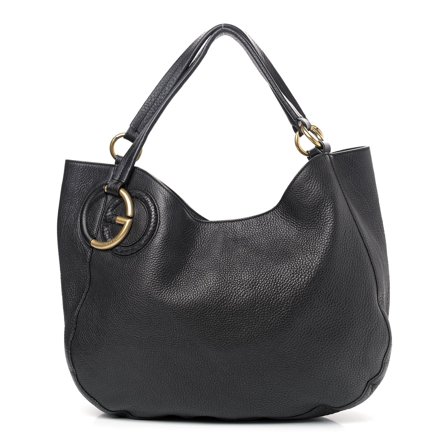 Gucci Pebbled Calfskin Medium Twill Shoulder Bag Black 1 of 12