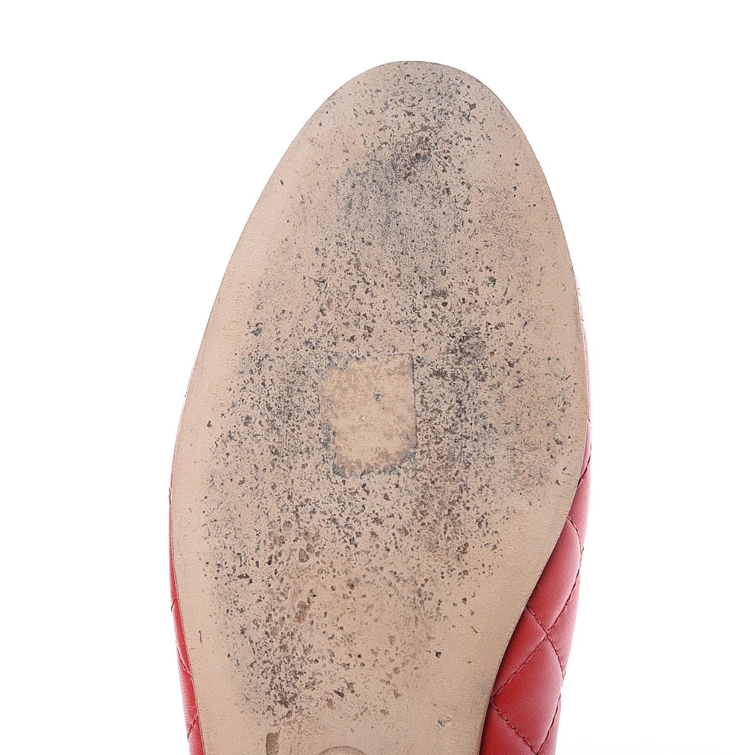 Chanel Lambskin Quilted Cap Toe CC Ballerina Flats 40.5 Light Red 9 of 12