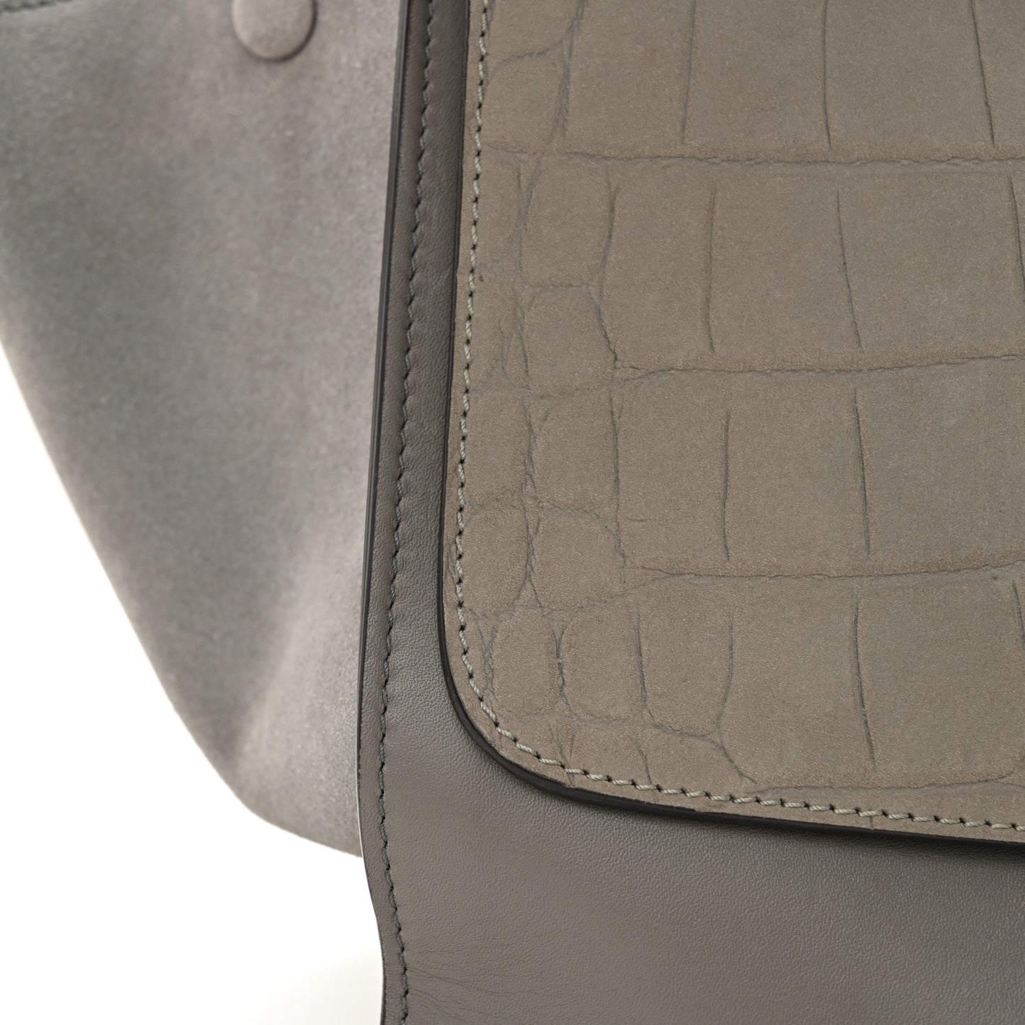 Crocodile Embossed Nubuck Medium Trapeze Grey