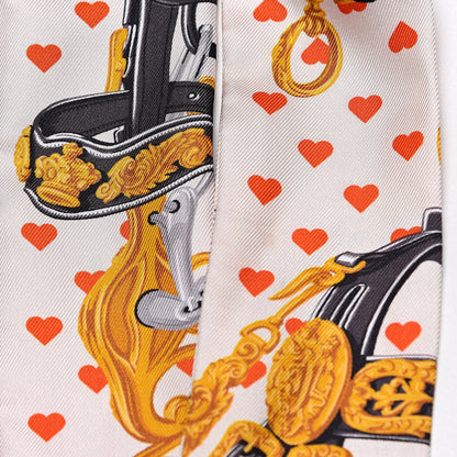 Hermes Silk Brides de Gala Love Twilly Creme Vieil Or Black 6 of 6