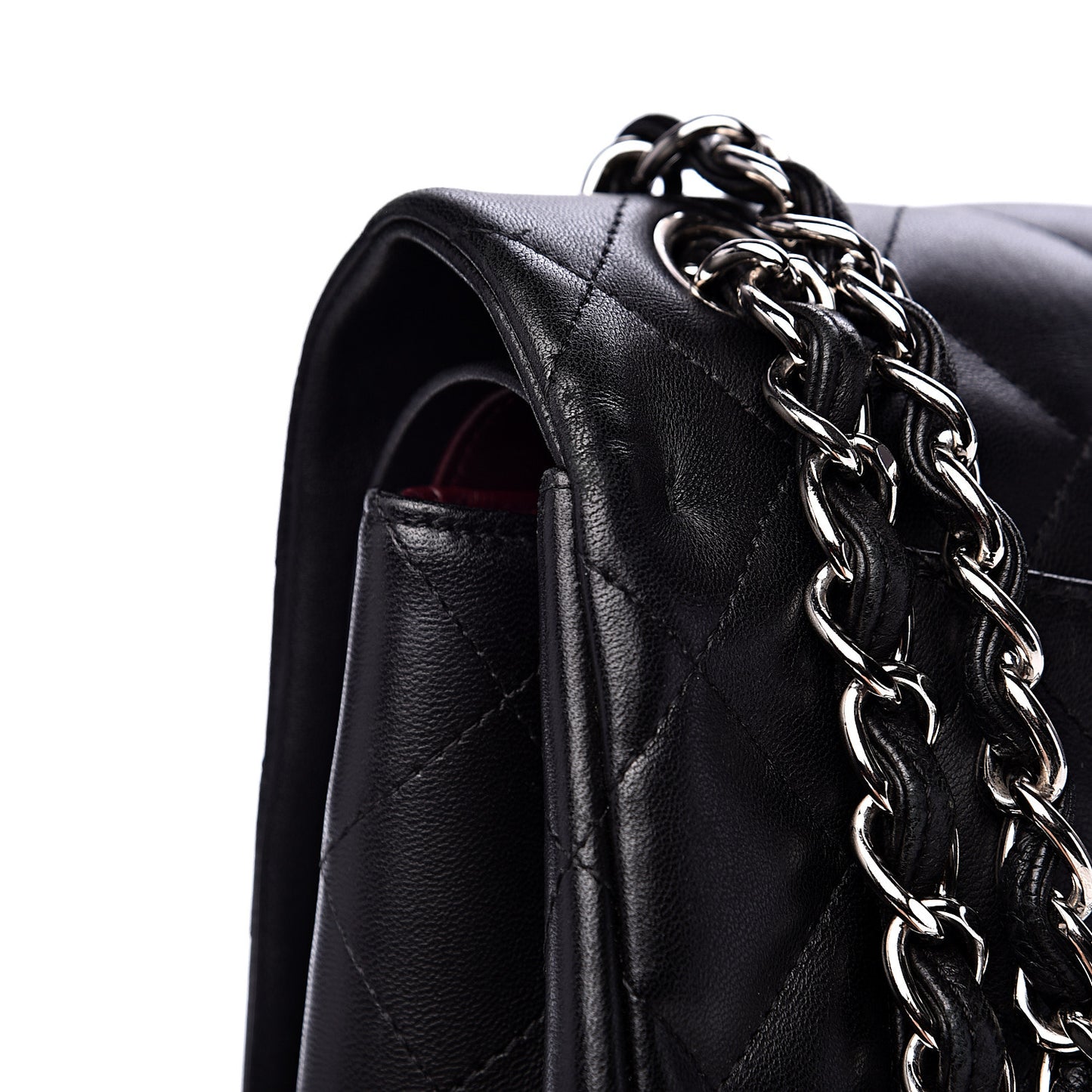 Lambskin Quilted Jumbo Double Flap Black