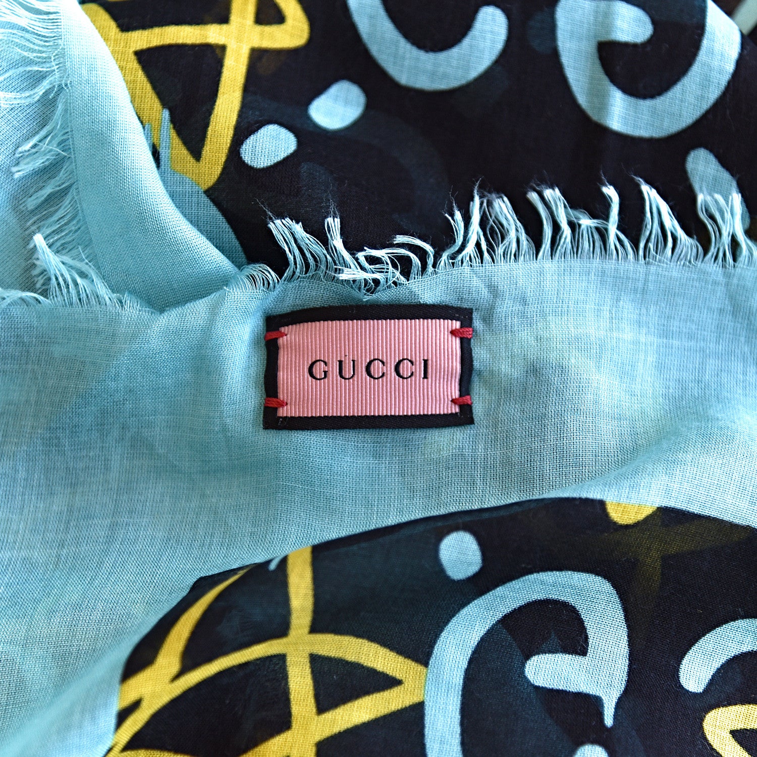 Gucci Modal Silk GucciGhost Print Shawl Black Multicolor 5 of 5