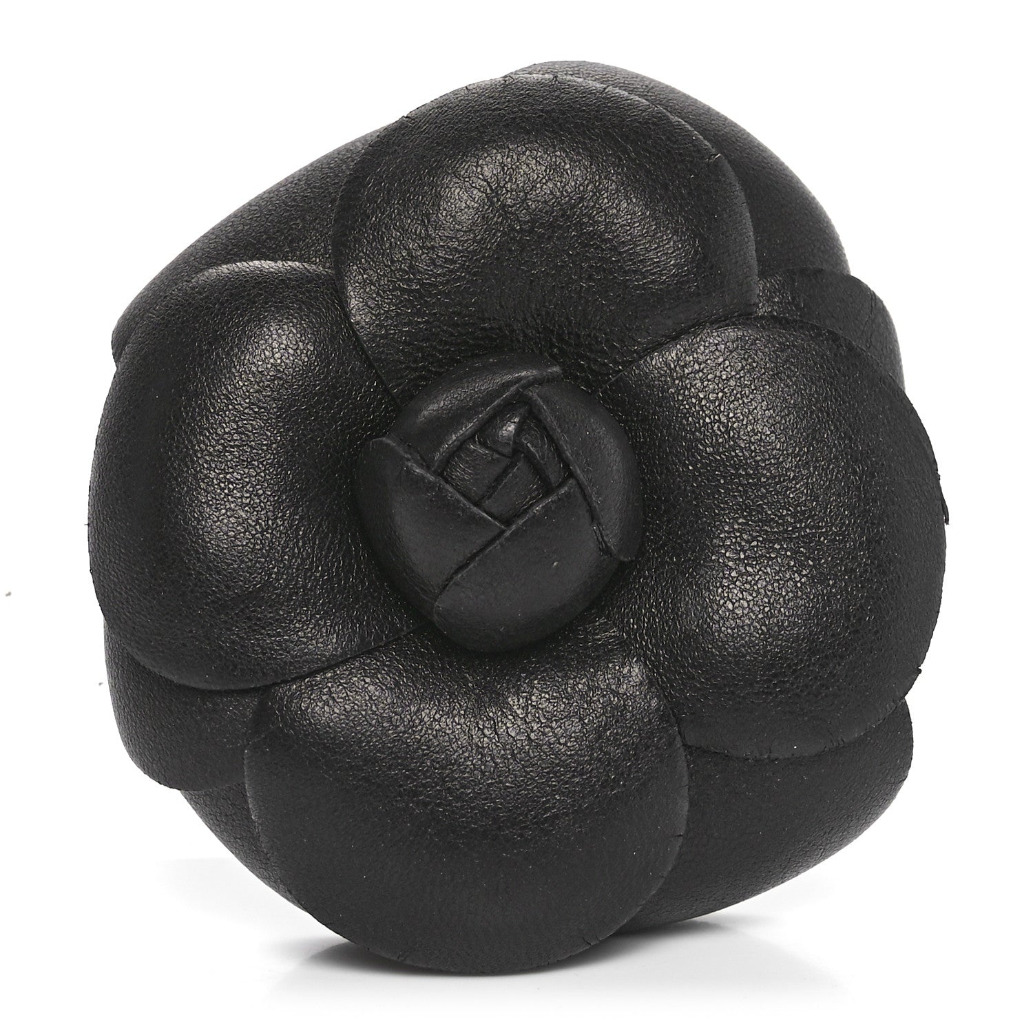 Chanel Calfskin Camellia Pin Brooch Black 1 of 4