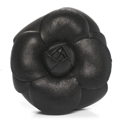 Chanel Calfskin Camellia Pin Brooch Black 1 of 4