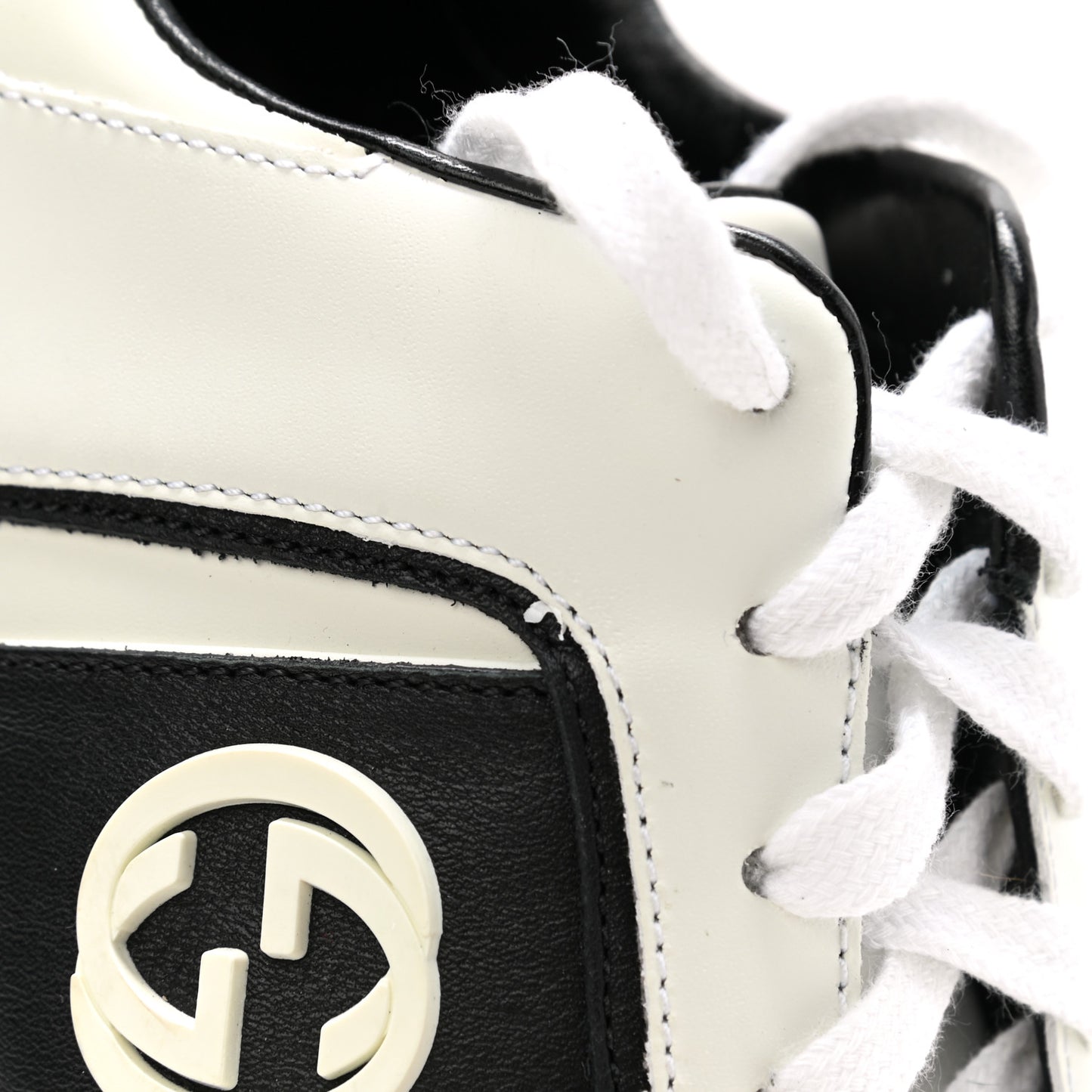 Calfskin Womens Interlocking G Sneakers 35.5 Black White