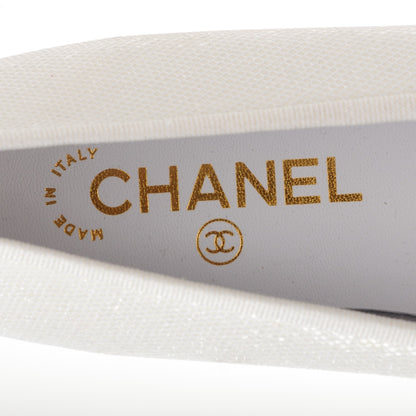 Chanel Fabric Cap Toe Ballerina Flats 39 White Black 7 of 7