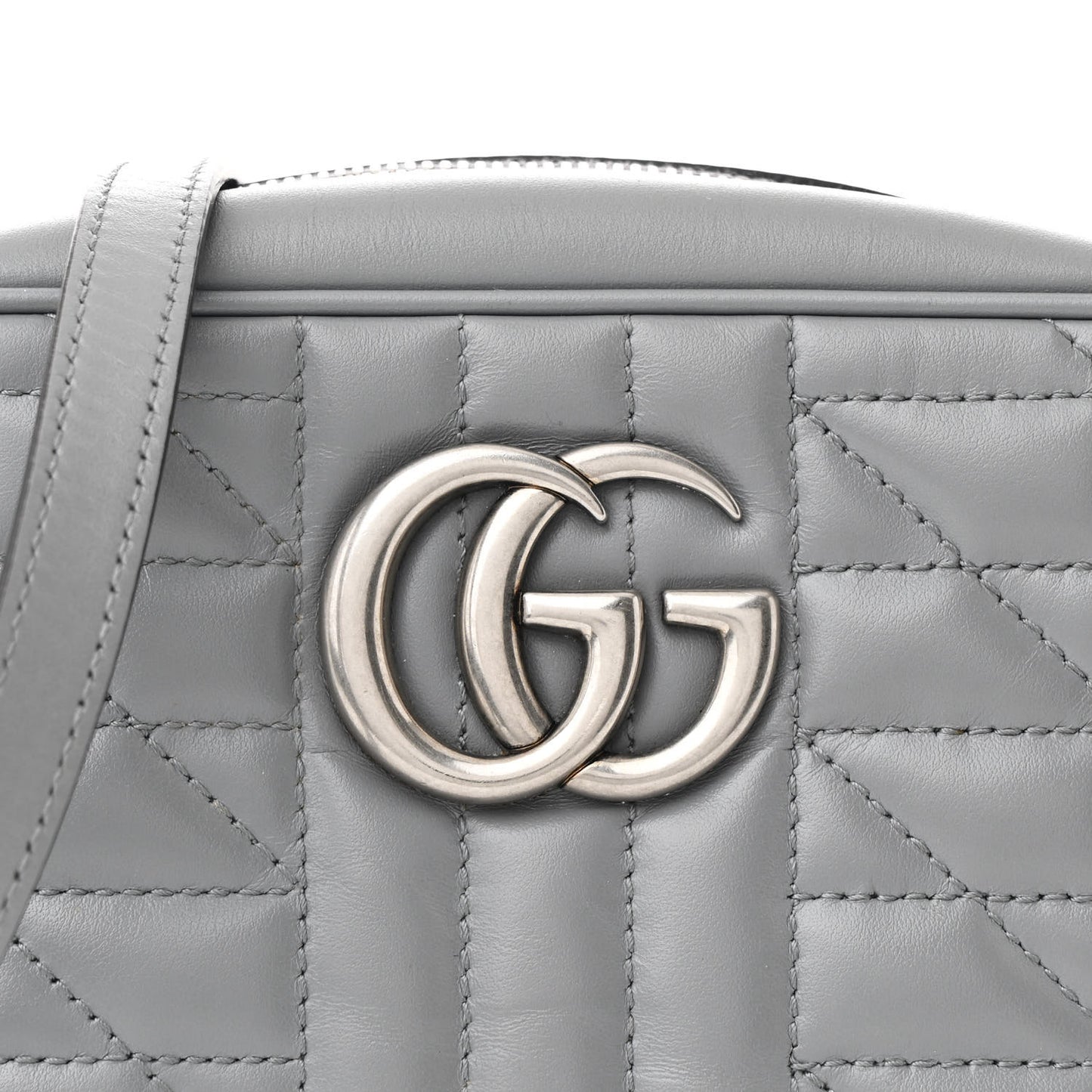 Calfskin Matelasse Aria Small GG Marmont Chain Shoulder Bag Deep Grey