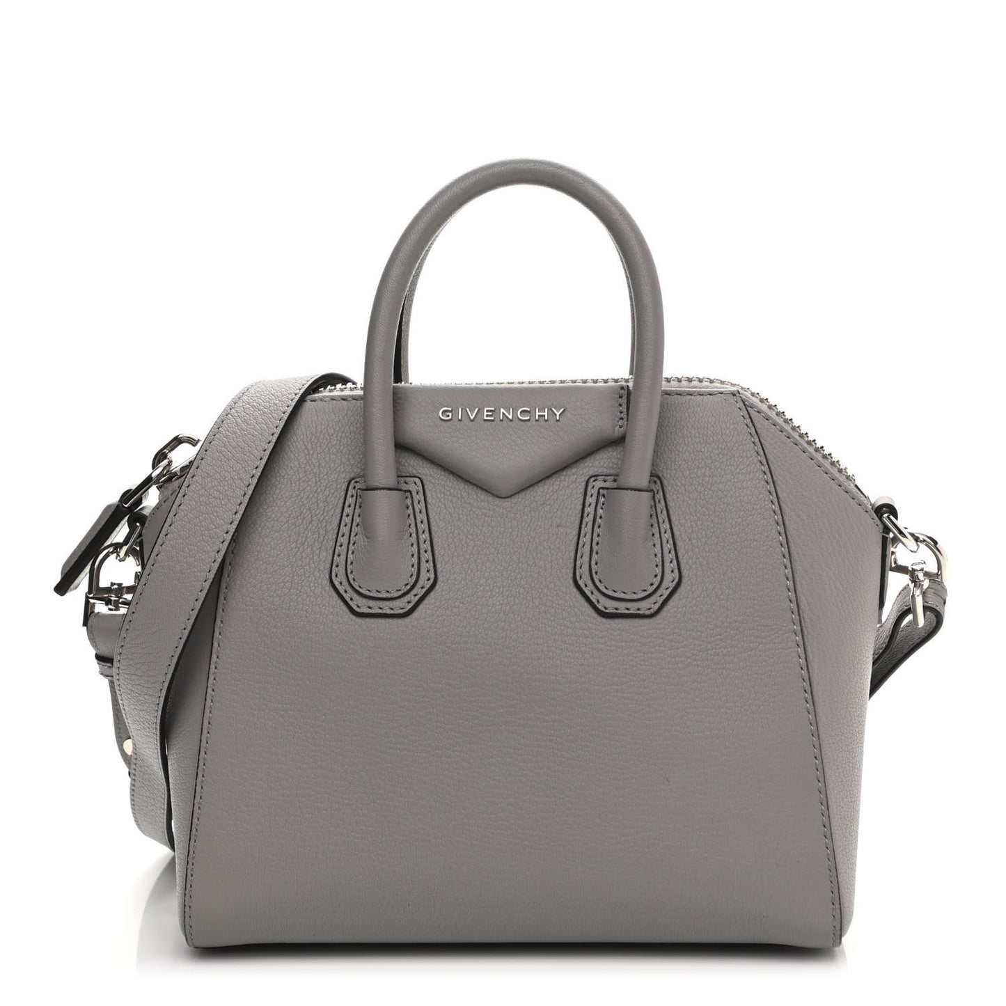 Sugar Goatskin Mini Antigona Pearl Grey