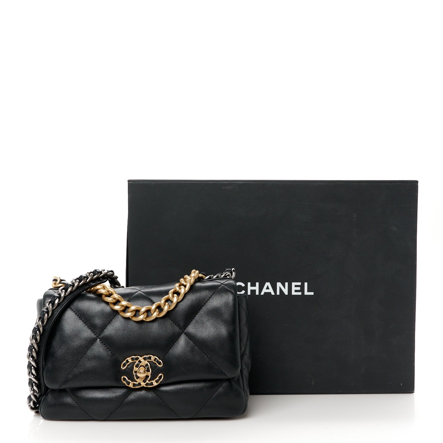 Lambskin Quilted Medium Chanel 19 Flap Black