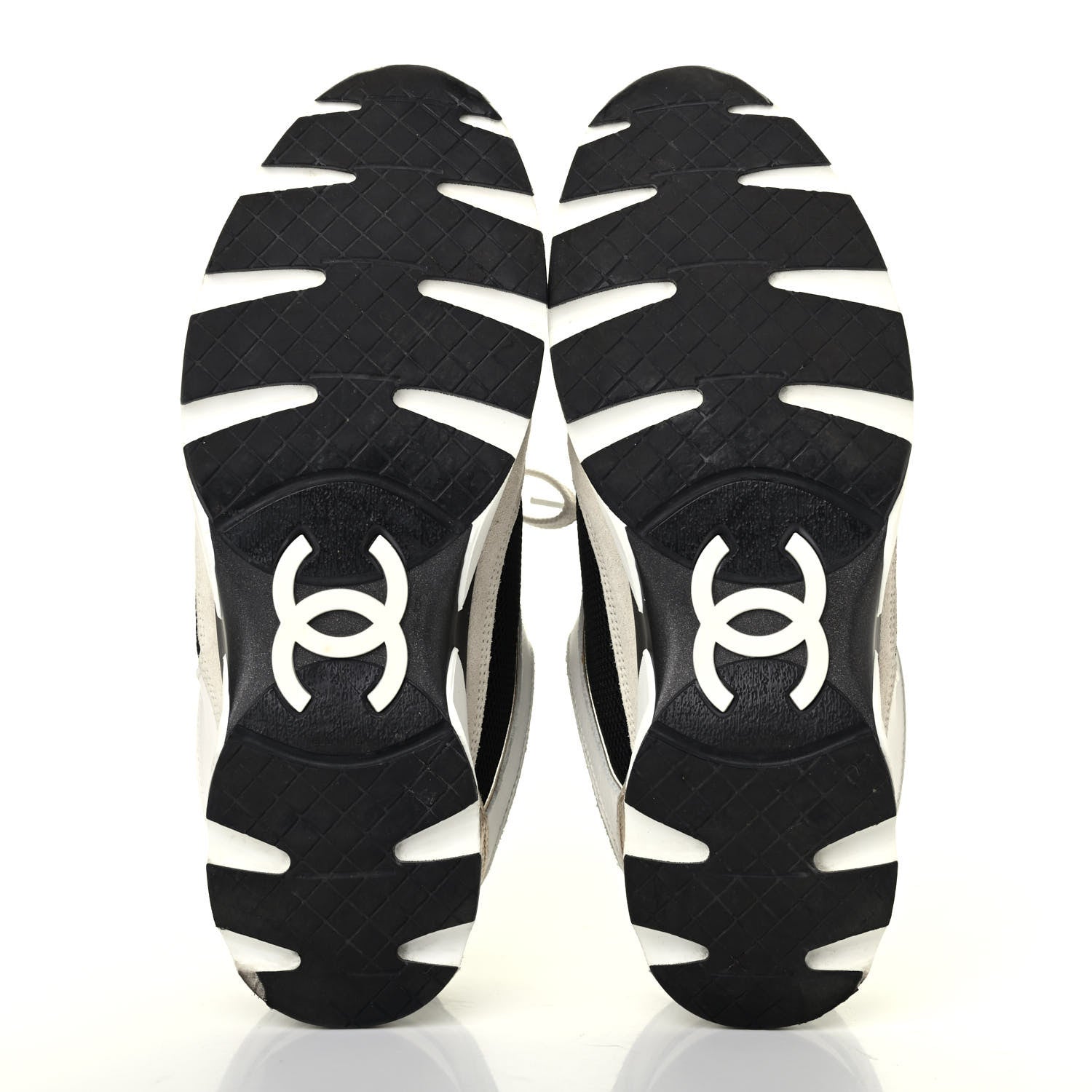 Chanel Suede Calfskin Womens CC Sneakers 38 Black White 4 of 4