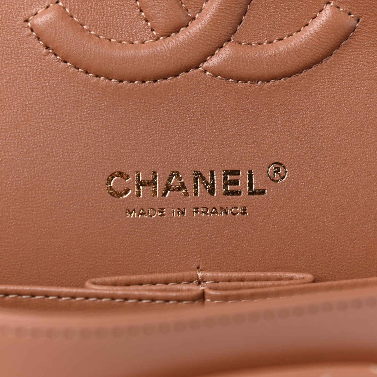 Lambskin Quilted Medium Double Flap Brown