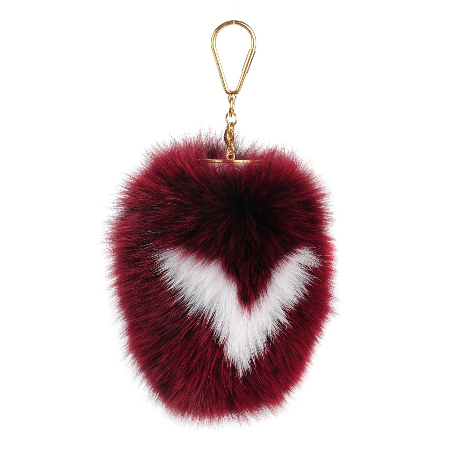 Fox Fur Fuzzy V Bag Charm Amarante