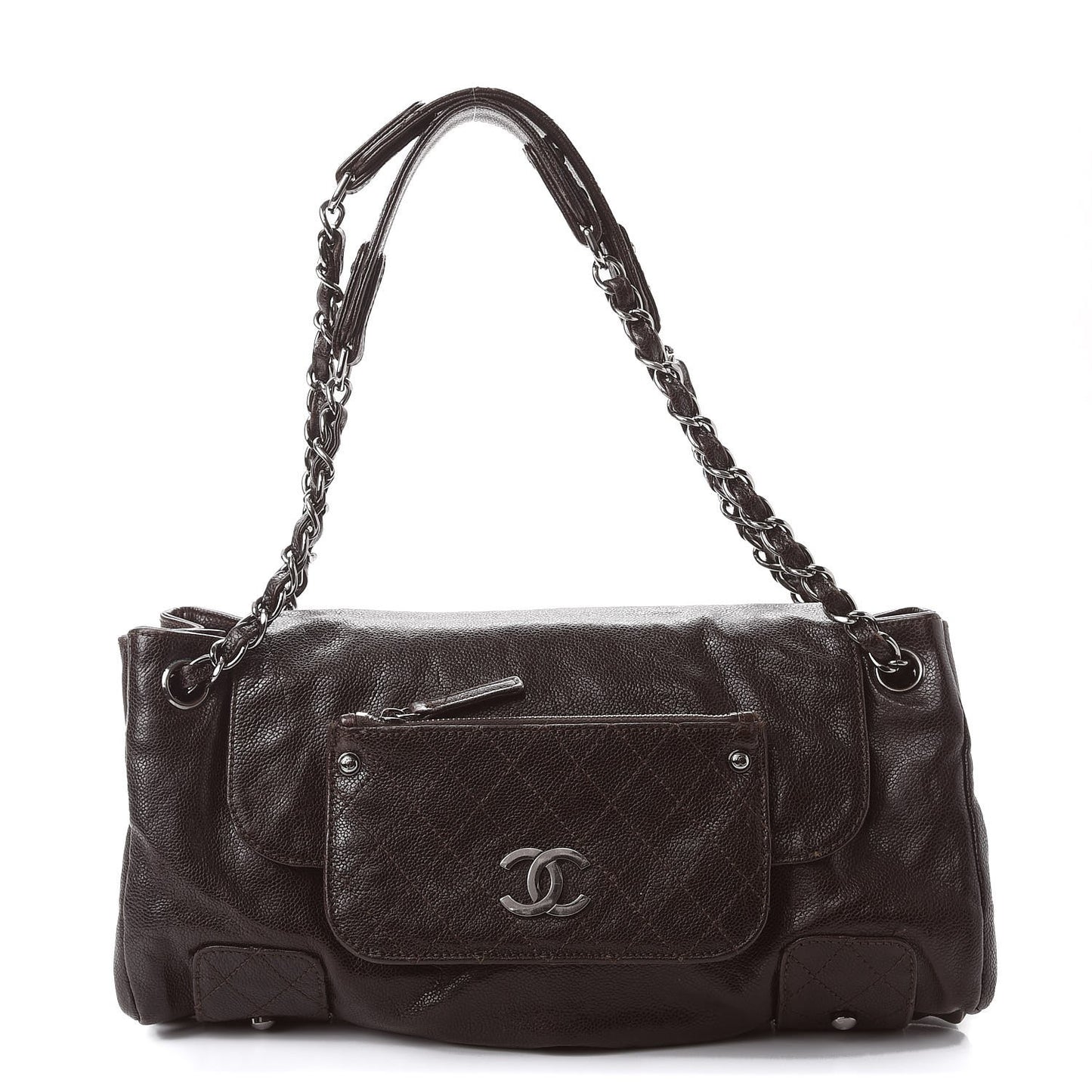 Glazed Caviar Pocket In The City Tote Brown