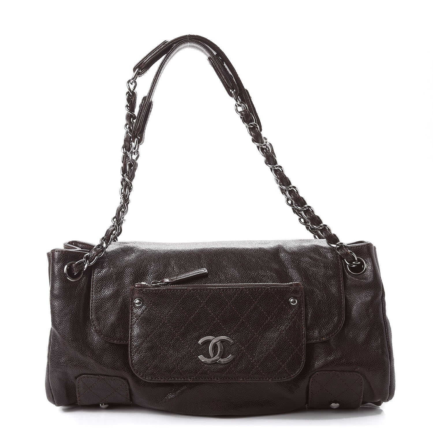 Chanel Glazed Caviar Pocket In The City Tote Brown 1 of 9