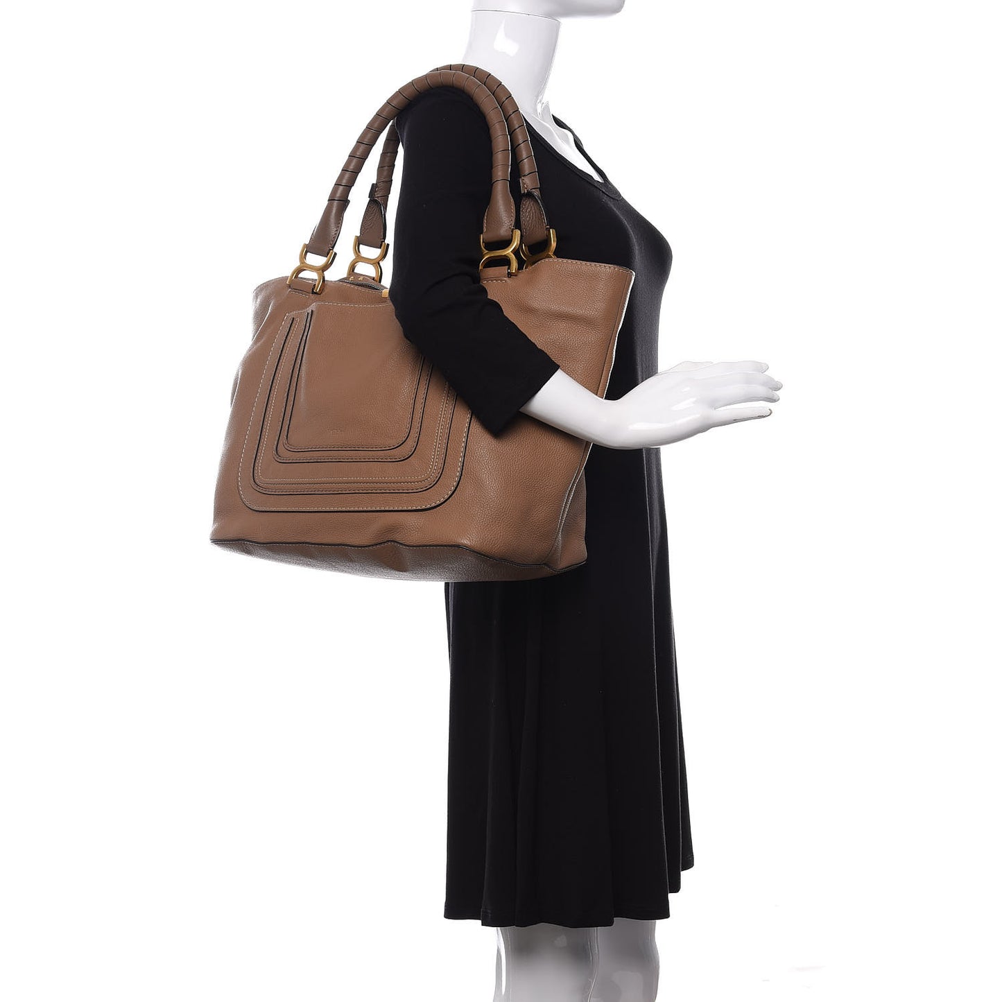 Calfskin Large New Marcie Tote Nut