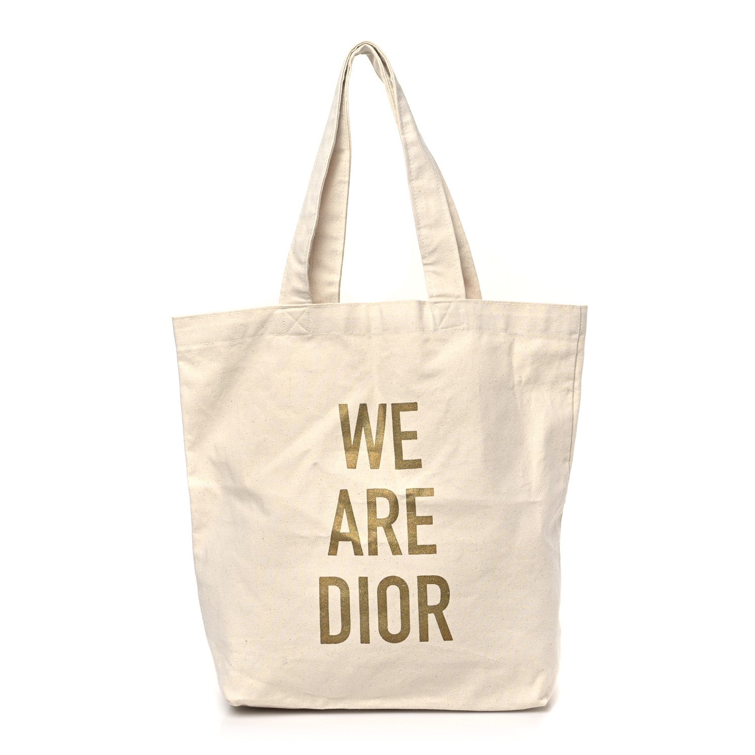 Christian Dior Canvas Print "We Are Dior" Tote Ivory Gold 1 of 8