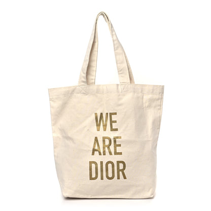 Christian Dior Canvas Print "We Are Dior" Tote Ivory Gold 1 of 8