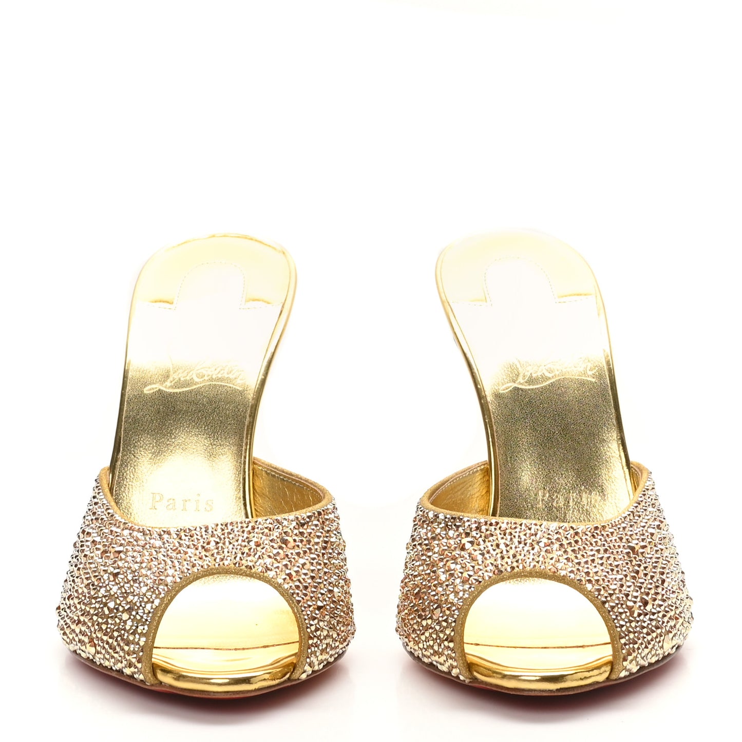 Suede Crystal Strass Me Dolly 100 Sandals 38.5 Gold