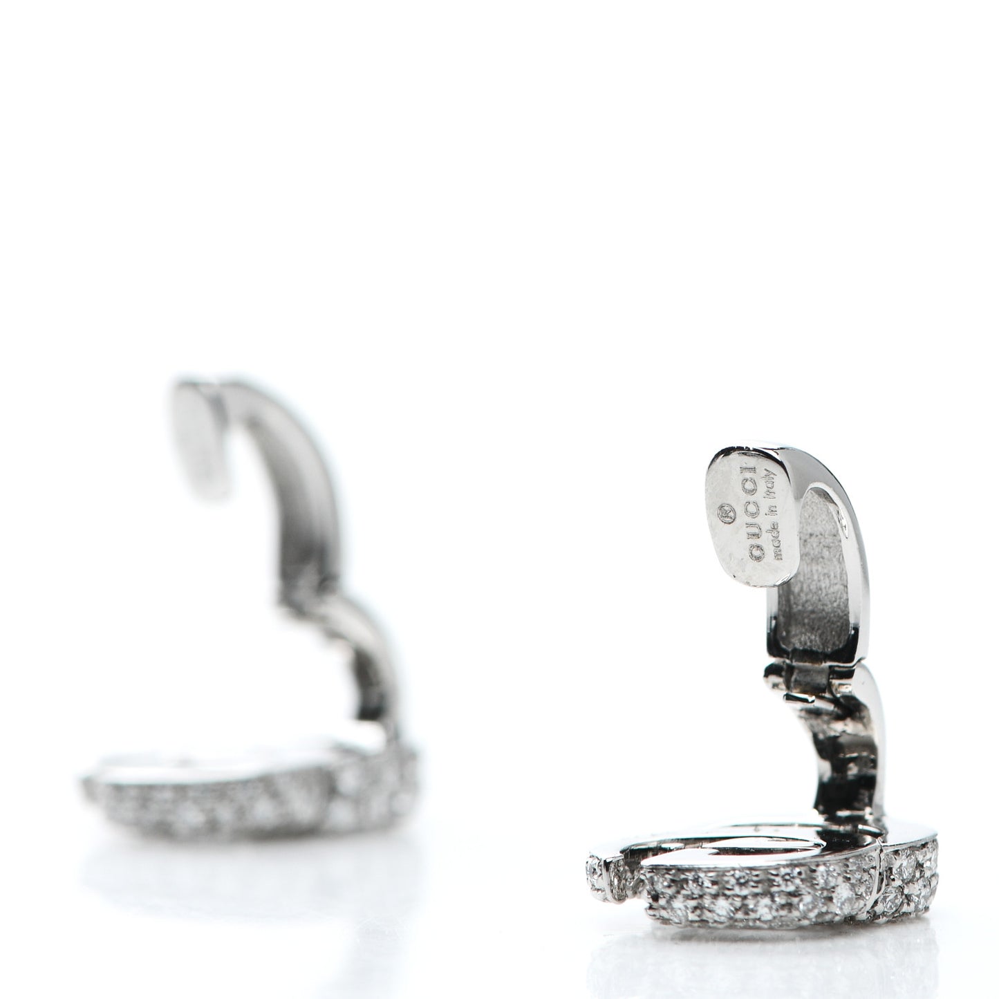 18K White Gold Diamond Running G Clip On Earrings