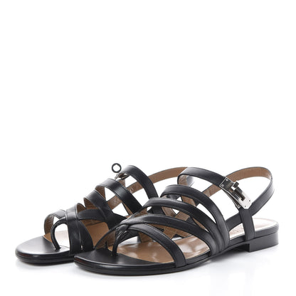 Hermes Calfskin Marine Buckle Sandals 36 Black 3 of 8