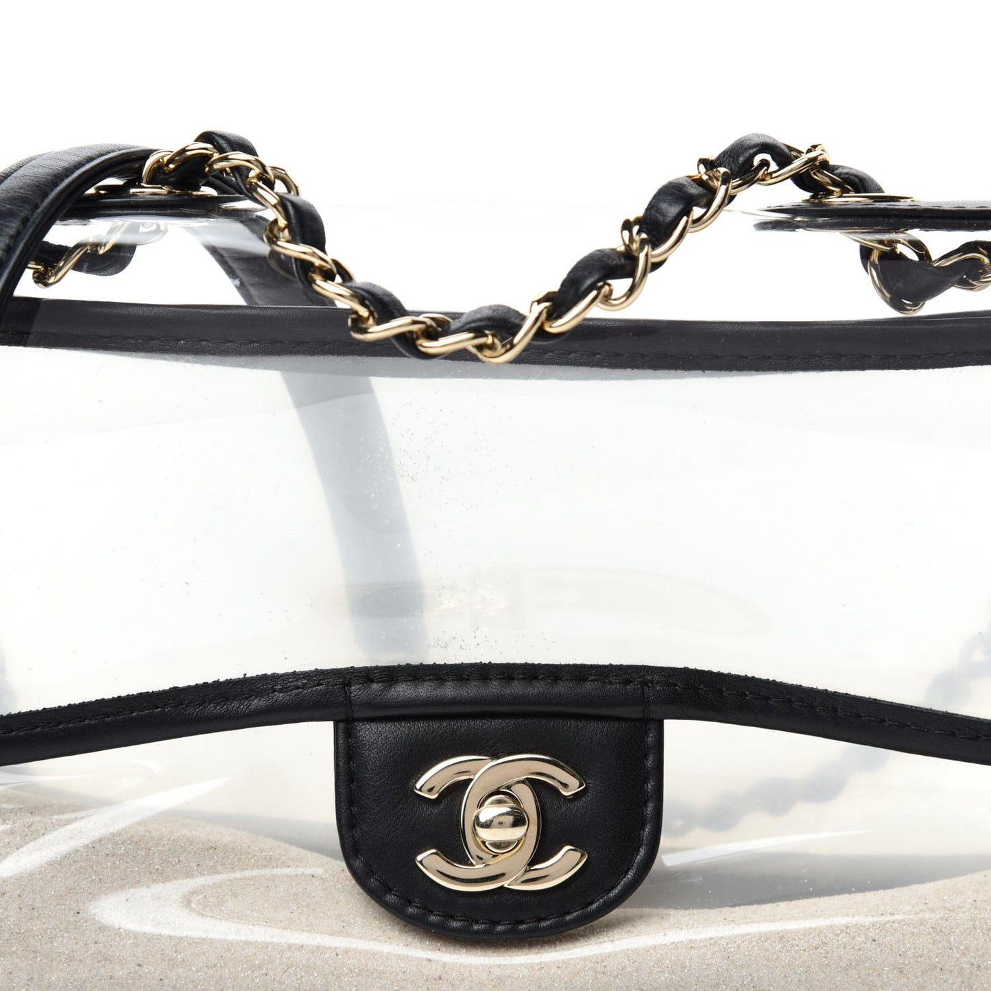 Lambskin PVC Medium Coco Sand Flap Black