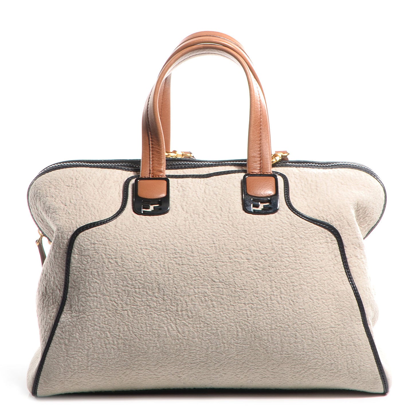 Tessuto Matelasse Chameleon Tote Ecru Black