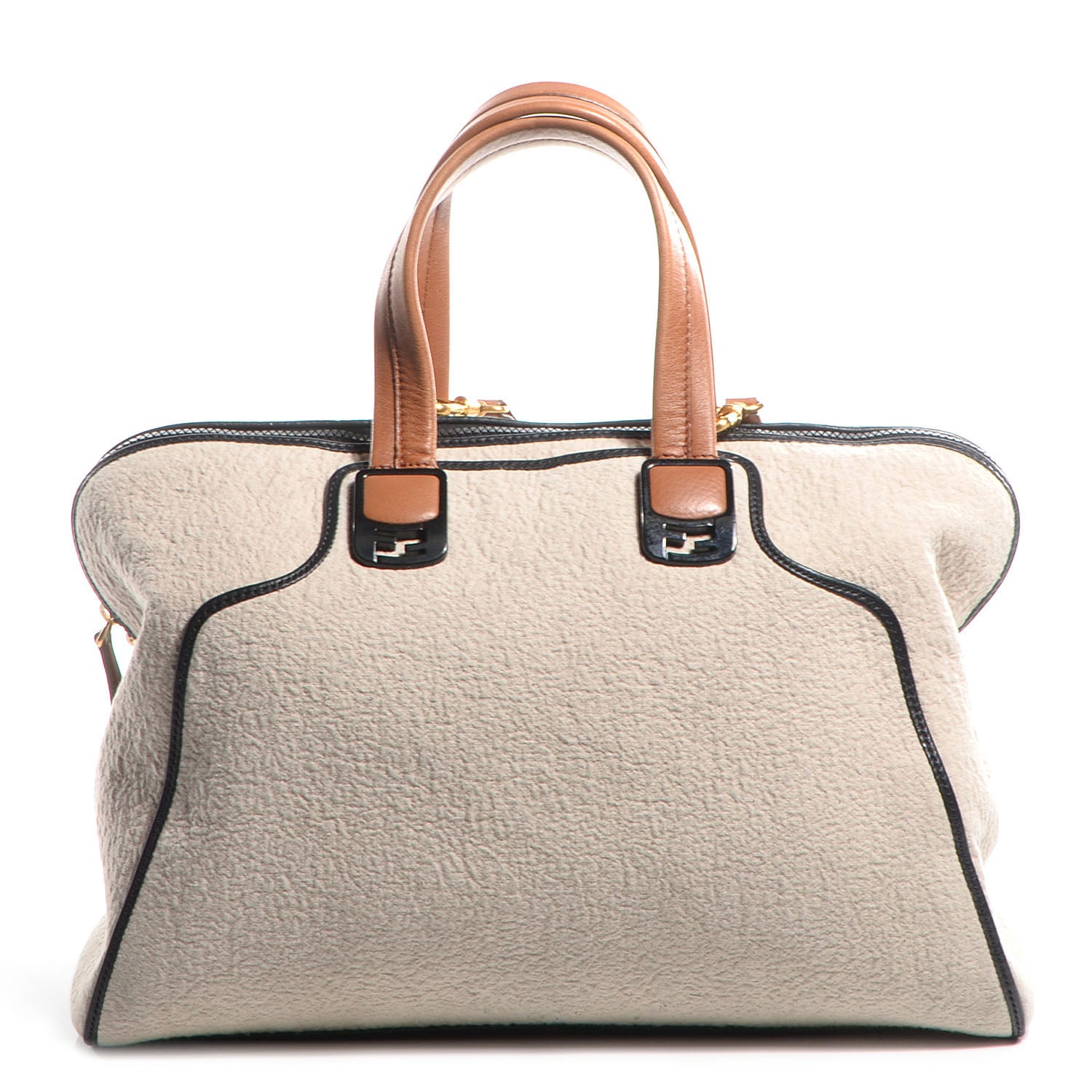 Fendi Tessuto Matelasse Chameleon Tote Ecru Black 1 of 10