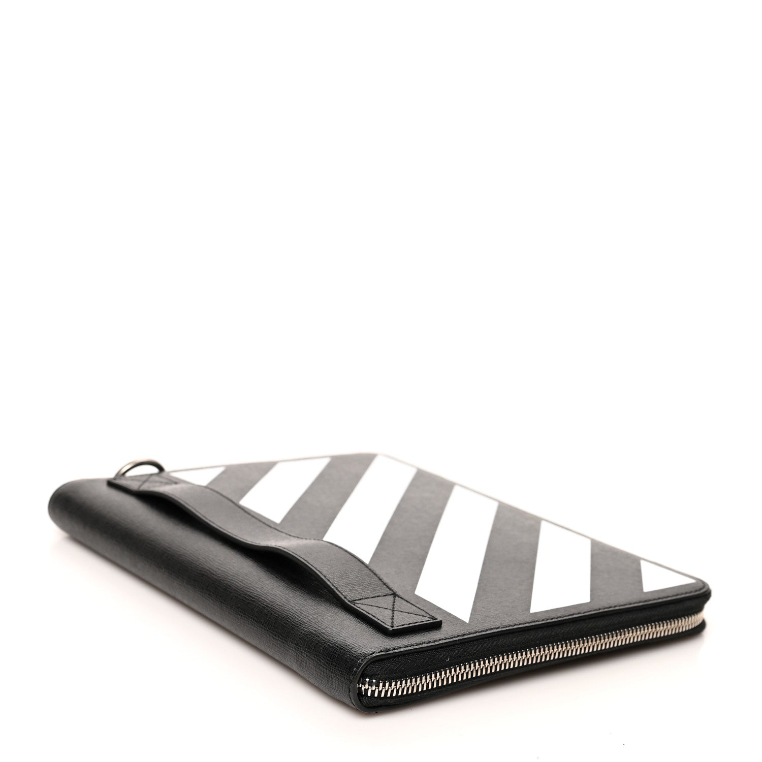 Off-White Saffiano Striped Diag Agenda Black White 4 of 9