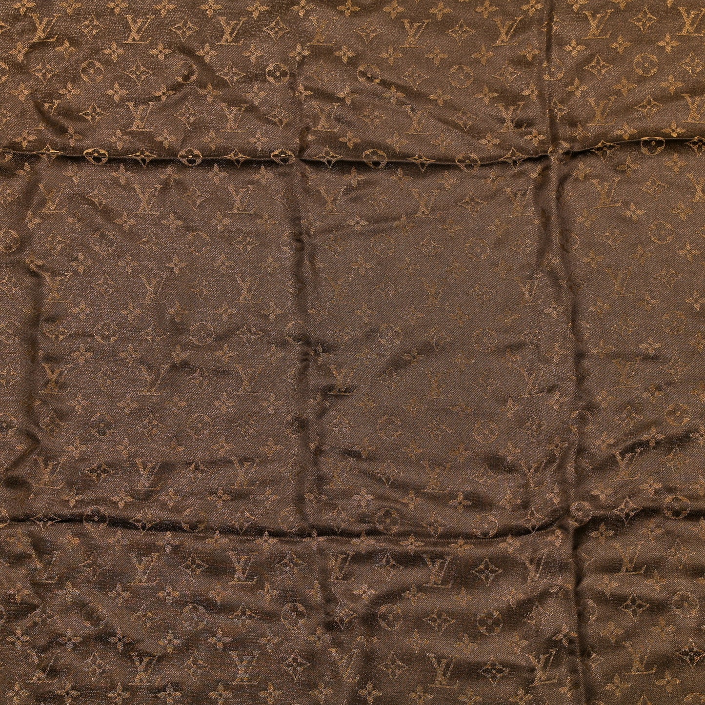Silk Lurex Wool Monogram Shine Shawl Brown