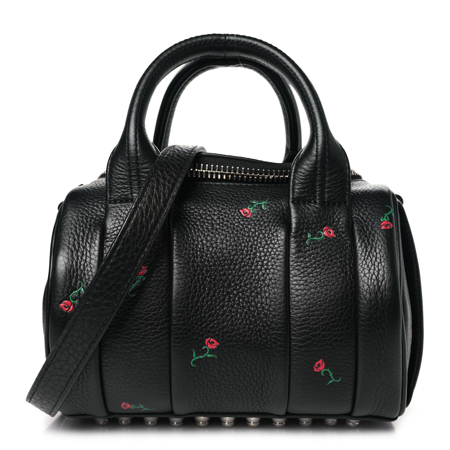 Alexander Wang Pebbled Lambskin Rose Printed Mini Rockie Black Silver Hardware 1 of 9
