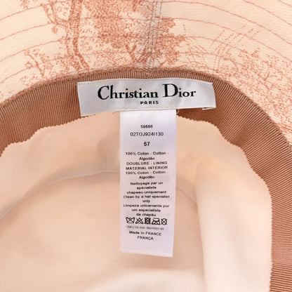 Christian Dior Cotton Dioriviera Toile De Jouy Bob Brim Bucket Hat 57 Rose 9 of 9