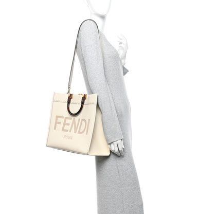 Fendi Vitello King Plexiglass Logo Embossed Medium Fendi Sunshine Shopper Tote White Ice 2 of 15