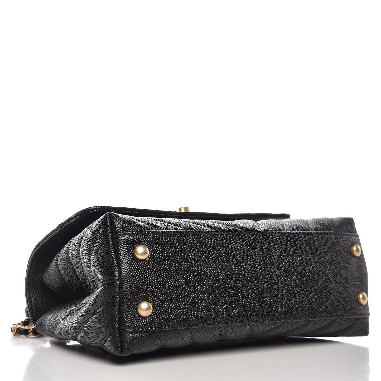 Caviar Chevron Quilted Mini Coco Handle Flap Black
