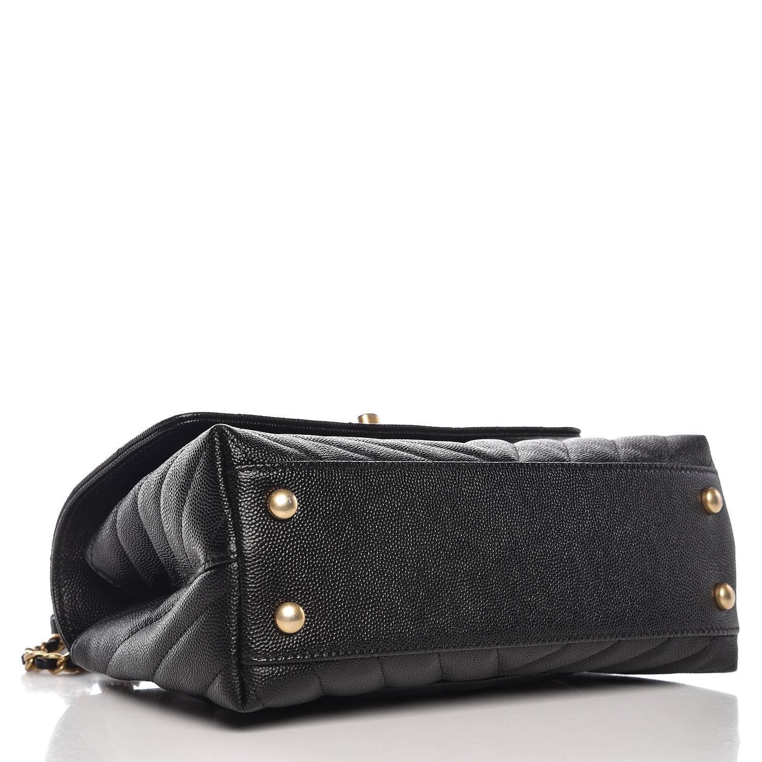 Chanel Caviar Chevron Quilted Mini Coco Handle Flap Black 4 of 8