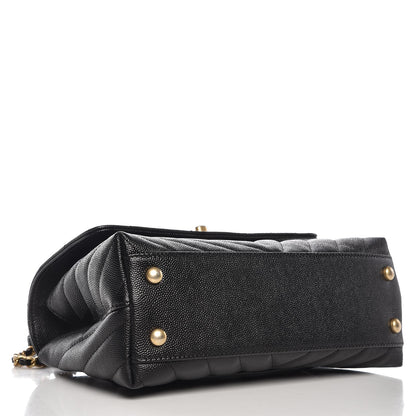 Chanel Caviar Chevron Quilted Mini Coco Handle Flap Black 4 of 8