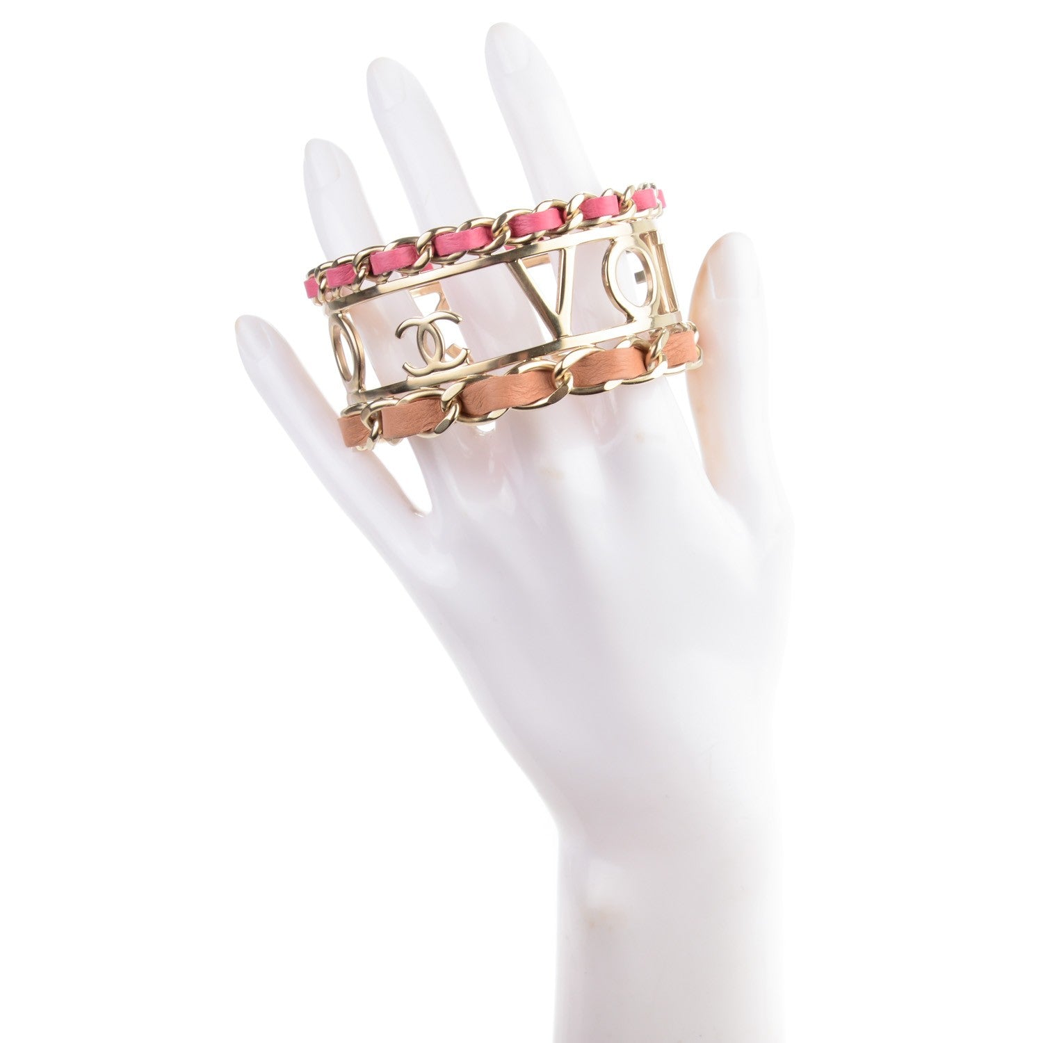 Chanel Lambskin Chain Bangle Pink Gold 2 of 4