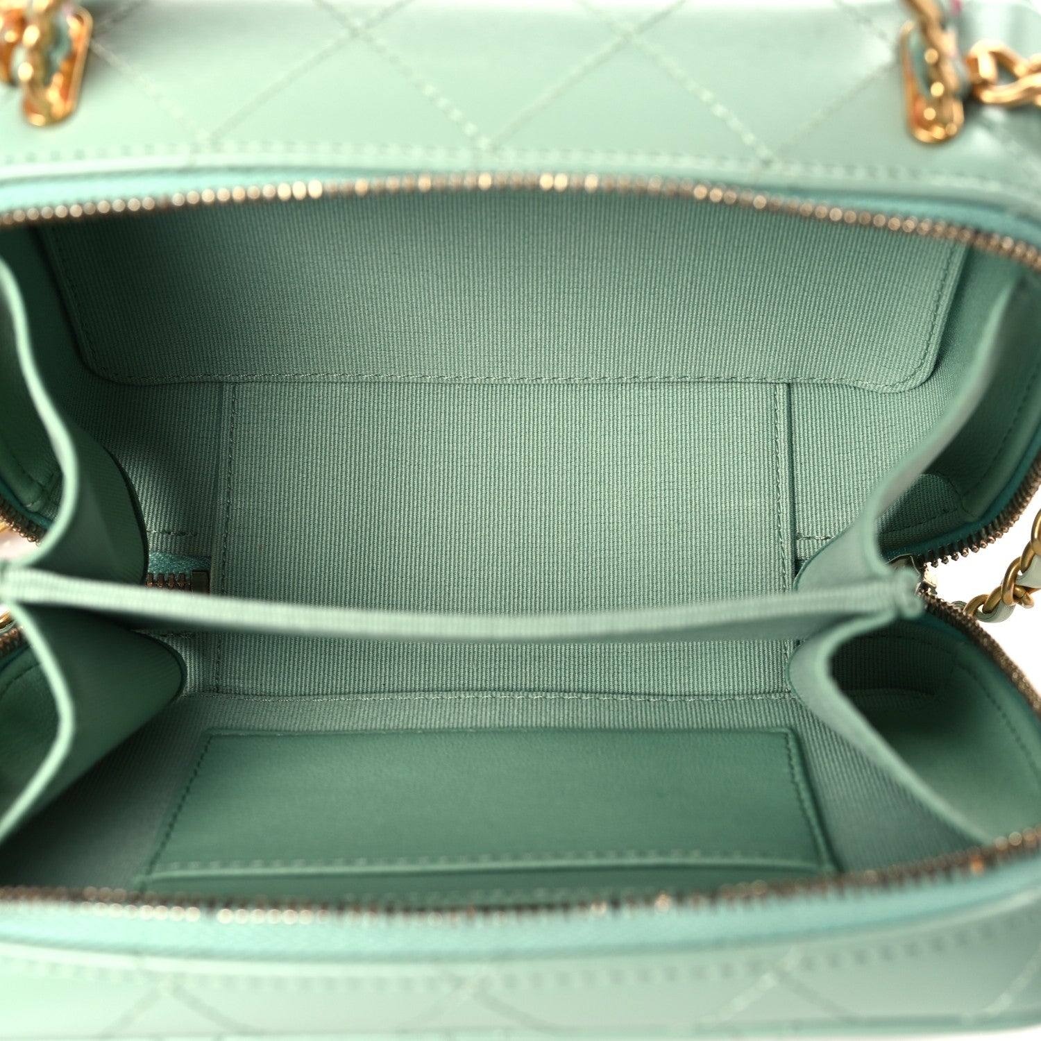 Chanel Lambskin Quilted Top Handle Small Vanity Case Light Green 5 of 9