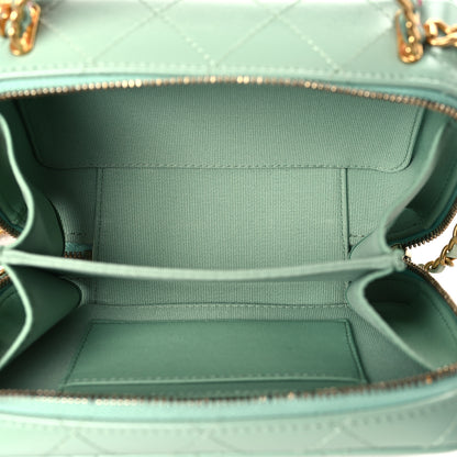 Chanel Lambskin Quilted Top Handle Small Vanity Case Light Green 5 of 9
