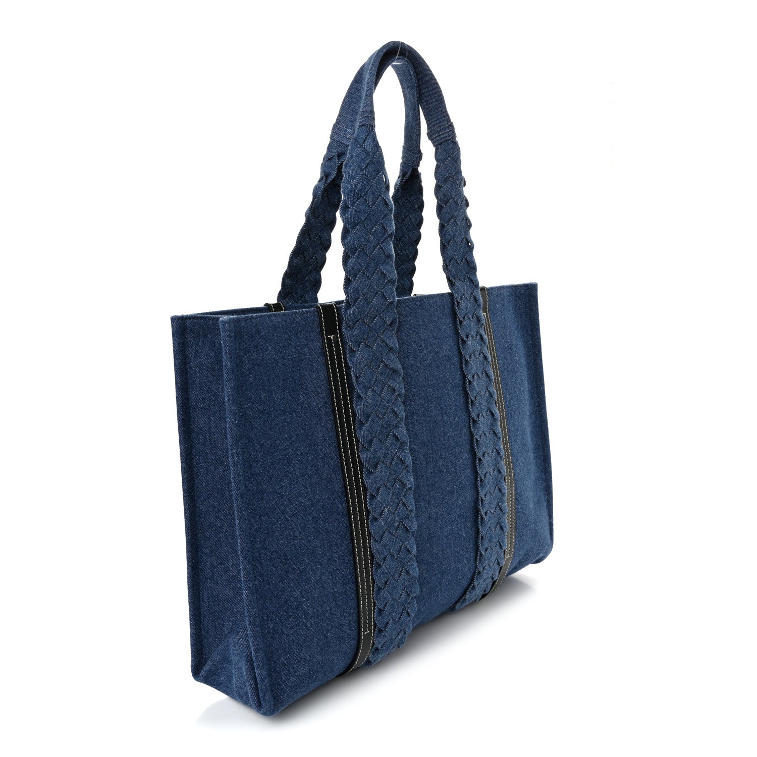 Chloe Denim Calfskin Large Braided Woody Ribbon Tote Blue 3 of 9