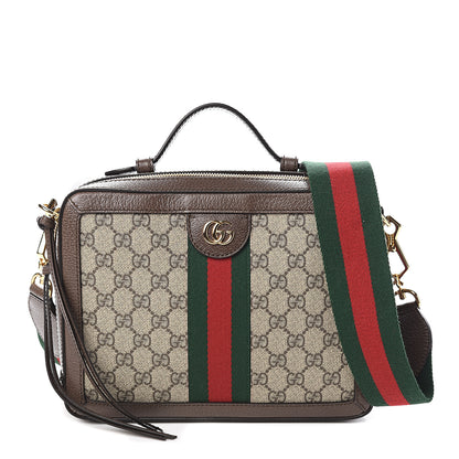 Gucci GG Supreme Monogram Web Small Ophidia Top Handle Shoulder Bag Brown 1 of 9