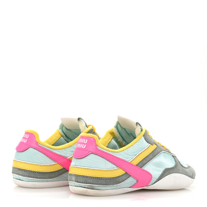 Miu Miu Technical Fabric Suede Gymnasium Sneakers 37 Anise Fuchsia 5 of 8