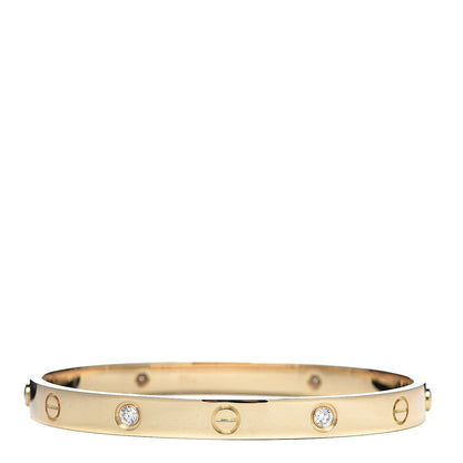 Cartier 18K Yellow Gold 4 Diamond LOVE Bracelet 18 3 of 7