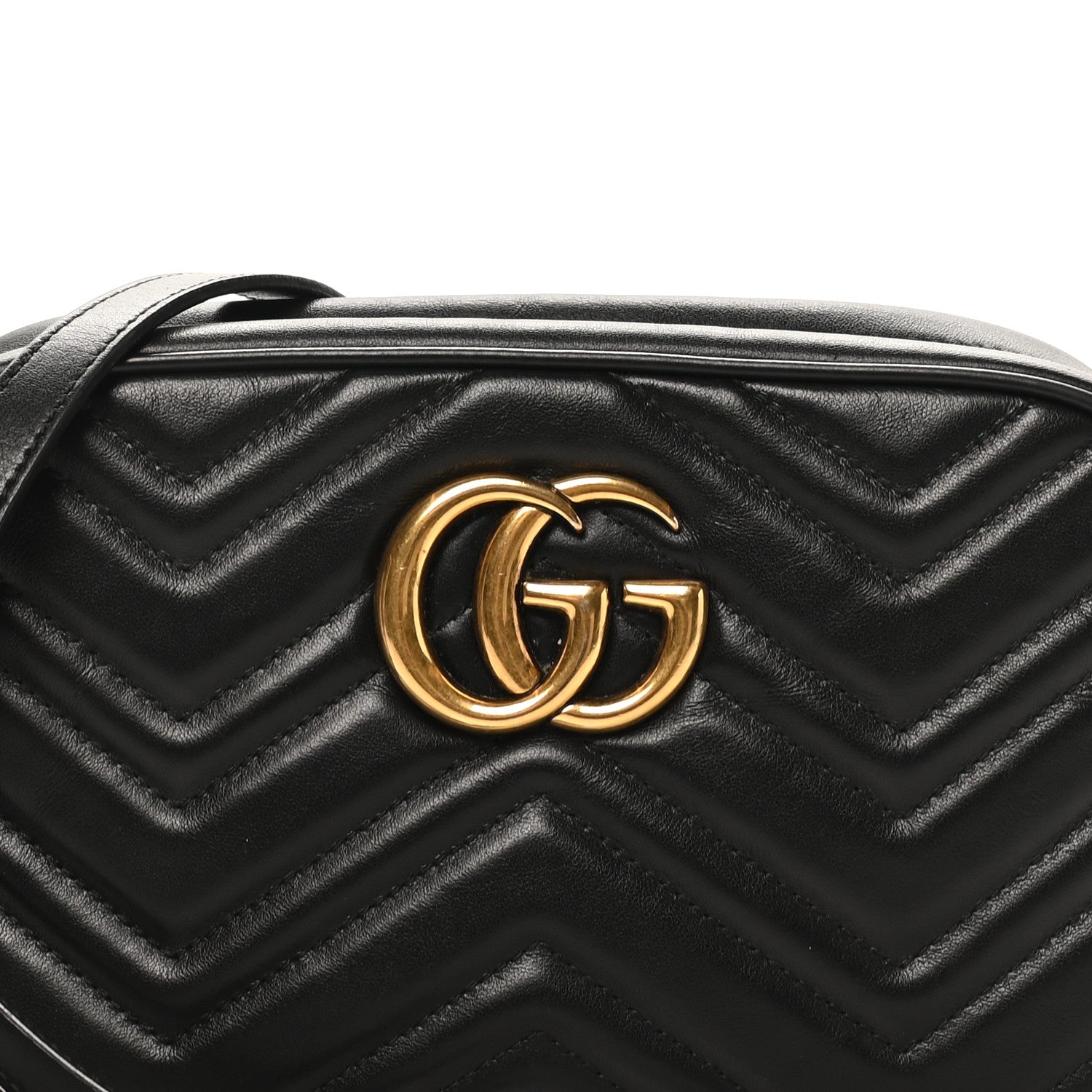 Gucci Calfskin Matelasse Small GG Marmont Chain Shoulder Bag Black 8 of 10