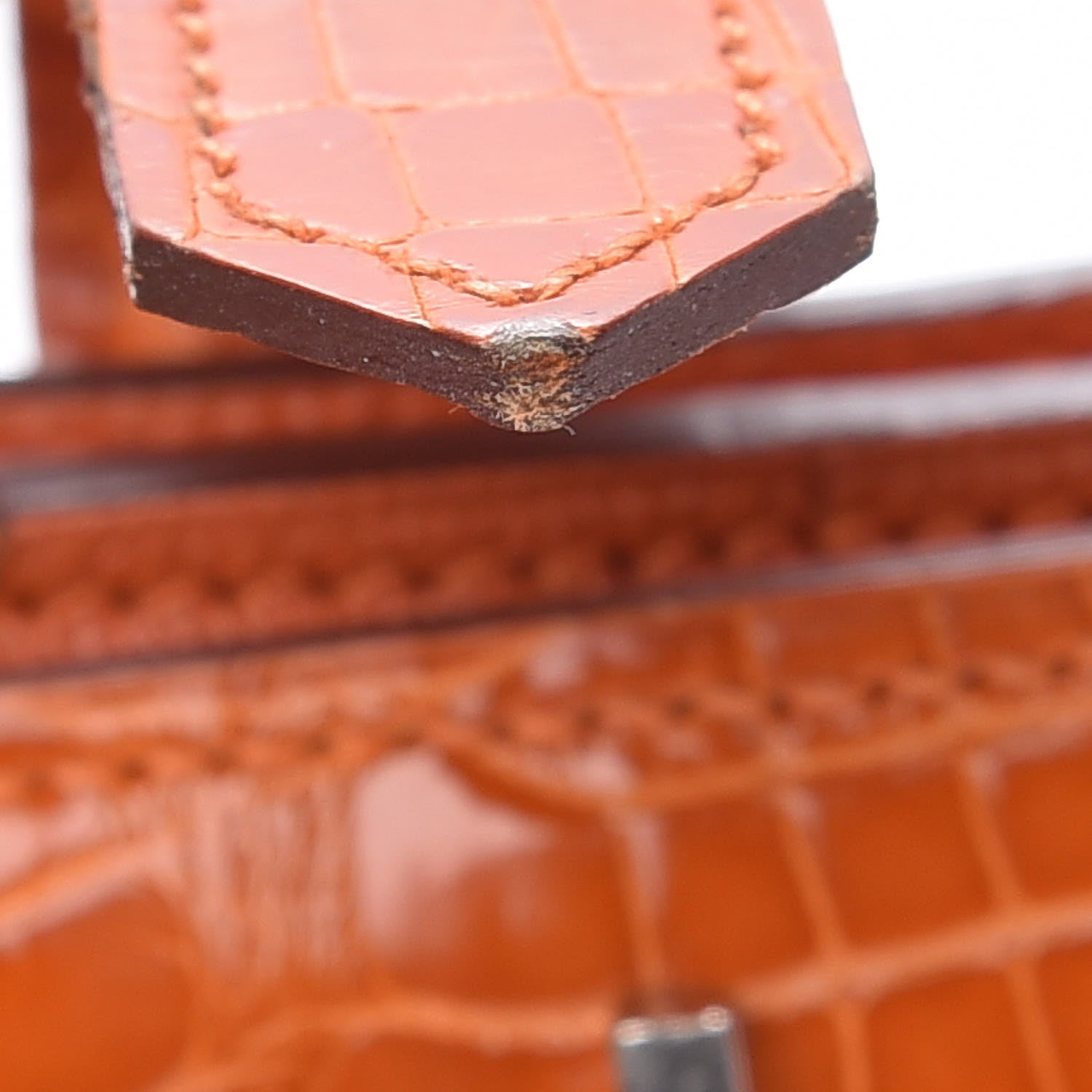 Hermes Shiny Alligator Bearn Wallet Orange 9 of 10
