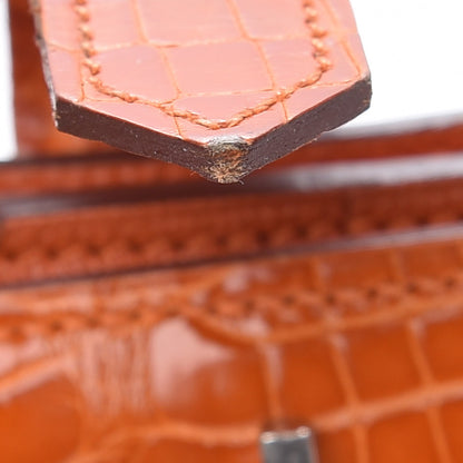 Hermes Shiny Alligator Bearn Wallet Orange 9 of 10
