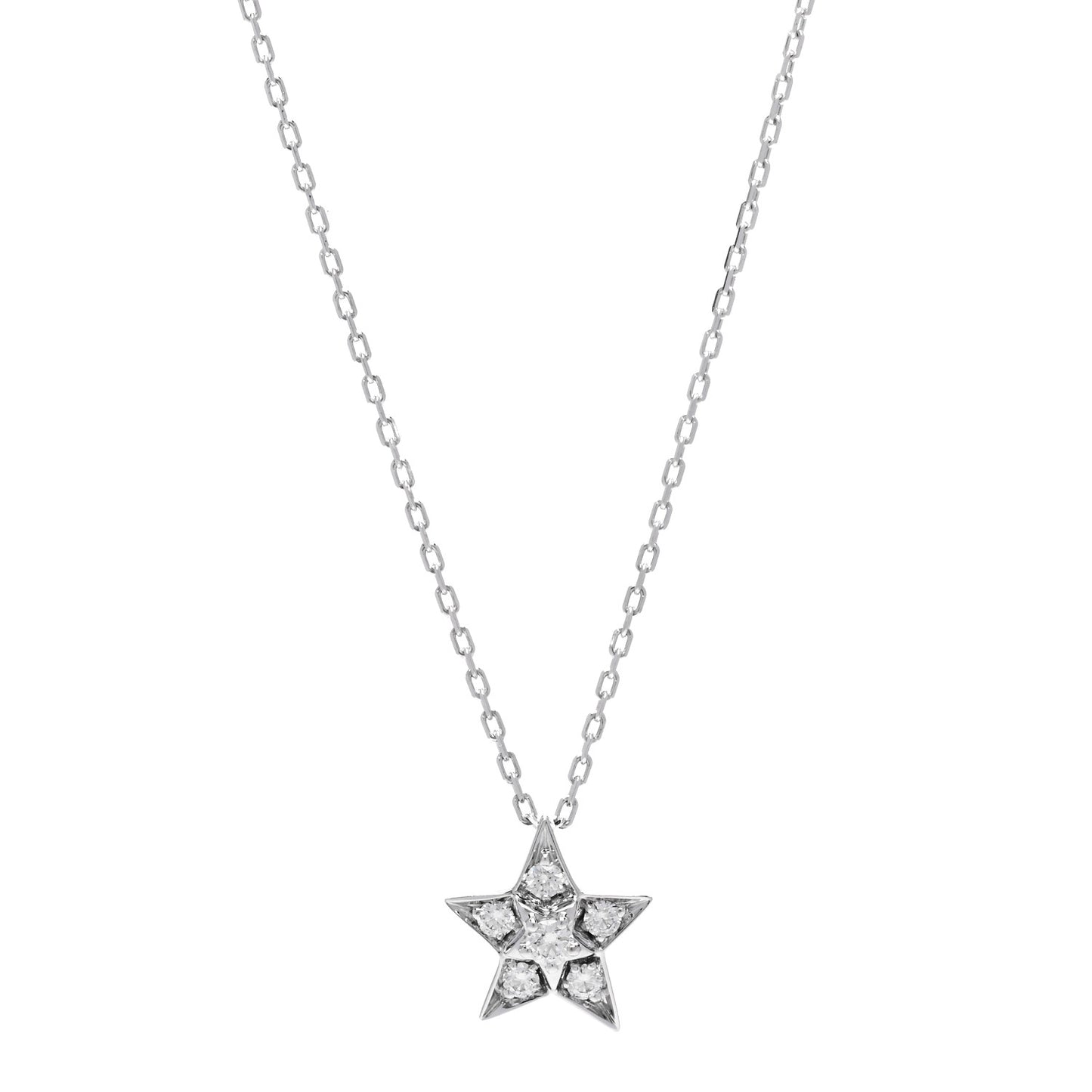 18K White Gold Diamond Small Comete Geode Pendant Necklace